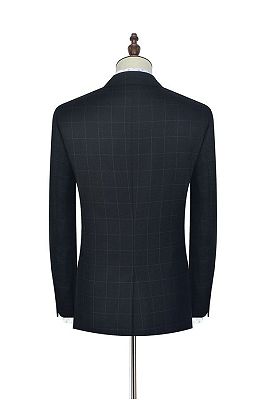Black Check Pattern Classic Suits for Men | Notch Lapel Three Slant Pockets Business Suits_5
