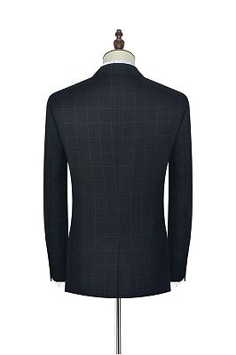 Black Check Pattern Classic Suits for Men | Notch Lapel Three Slant Pockets Business Suits_5