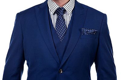 Premium Peak Lapel Navy Blue Three Piece Suits for Men with Double Breasted Vest_4