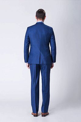 Stripes Single Two Buttons Navy Blue Mens Suits for Formal_3