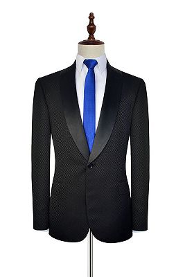 Unique Small Check Pattern Jacquard Wedding Suits for Groom | Black Mens Prom Suits_3