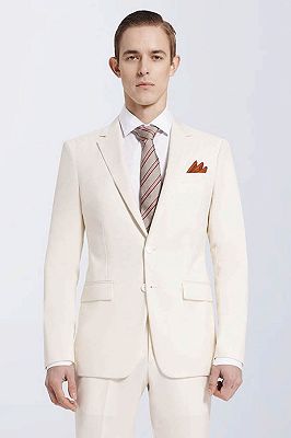 Modern Cream Slim Fit Prom Suits | Notch Lapel Casual Leisure Suits for Men