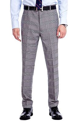 Popular Check Slim Suits Grey Mens Suits for Business_4