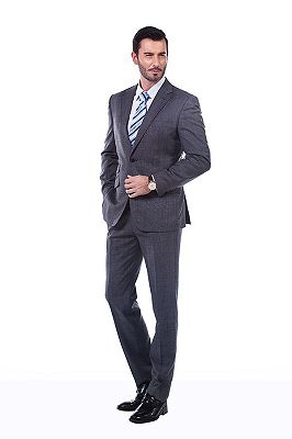 New Coming Dark Grey Plaid Slim Fit Suits for Men_2