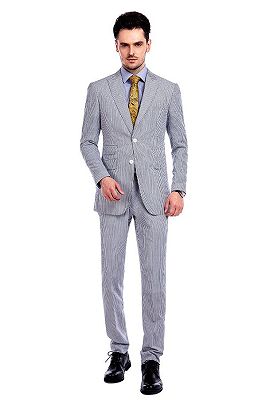 Modern Grey Stripes Seersucker Leisure Suits for Casual_1