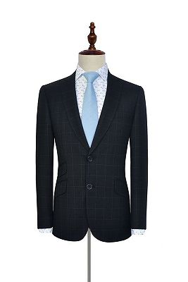 Black Check Pattern Classic Suits for Men | Notch Lapel Three Slant Pockets Business Suits