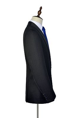 Unique Small Check Pattern Jacquard Wedding Suits for Groom | Black Mens Prom Suits_5