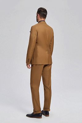 Silas Stylish Patch Pocket Gold Brown Mens Suits for Formal_3