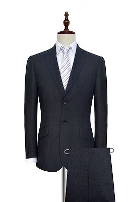 Gentle Black Tweed Notch Lapel Two Buttons Mens Suits for Formal