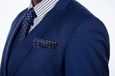 Premium Peak Lapel Navy Blue Three Piece Suits for Men with Double Breasted Vest_6