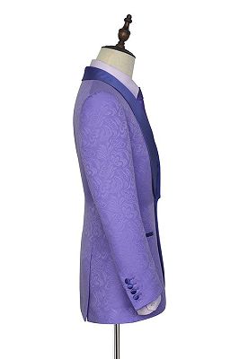 Lavender Jacquard Silk Shawl Lapel Bespoke Prom Suits_3