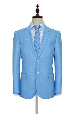 Peak Lapel Two Button Casual Mens Suits for Business | Blue Suits with Peak Lapel