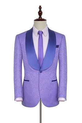 Lavender Jacquard Silk Shawl Lapel Bespoke Prom Suits_1