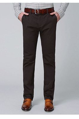Raul Chocolate Cotton Classic Straight Business Pants_1