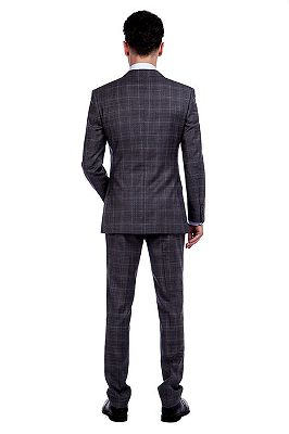 Bespoke Checked Dark Grey Mens Suits for Formal_3