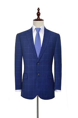 Popular Plaid Two Buttons Notch Lapel Flap Pocket Mens Suits for Formal_3