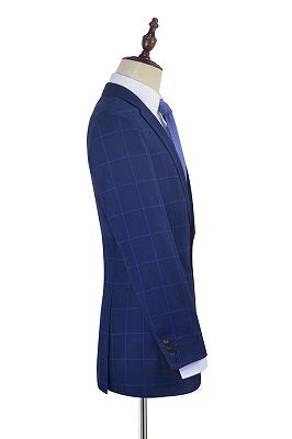 Popular Plaid Two Buttons Notch Lapel Flap Pocket Mens Suits for Formal_5