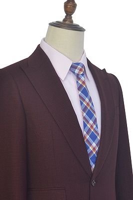 Peak Lapel Burgundy Suits for Men | One Button Business Suits for Formal_4