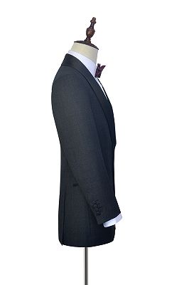 Classic Dark Grey Black Shawl Collar Wedding Tuxedos | Two Buttons Wedding Suits for Men_5