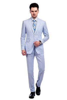 Stylish Blue Stripes Seersucker Leisure Suits for Men