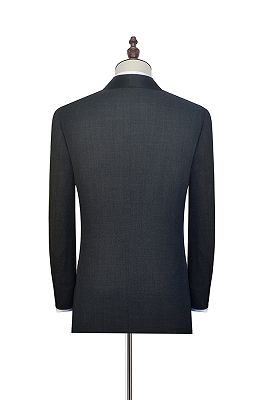 Classic Dark Grey Black Shawl Collar Wedding Tuxedos | Two Buttons Wedding Suits for Men_2