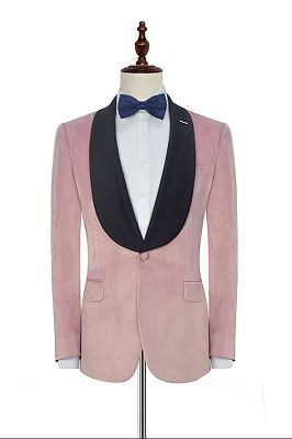 Stylish Pink Wedding Tuxedos | Black Silk Shawl Lapel Prom Suits for Men_2