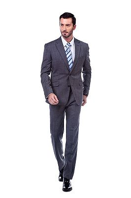 New Coming Dark Grey Plaid Slim Fit Suits for Men_1