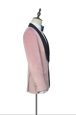 Stylish Pink Wedding Tuxedos | Black Silk Shawl Lapel Prom Suits for Men_3