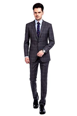Bespoke Checked Dark Grey Mens Suits for Formal_1