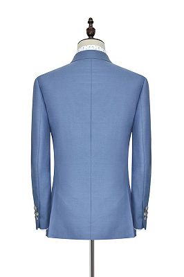 Dust Blue Three Pockets Mens Suits | Peak Lapel Two Button Business Suits for Summer_5