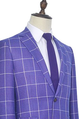 Check Pattern Patch Pocket Purple Mens Suits | Notch Lapel Formal Suits for Men_4