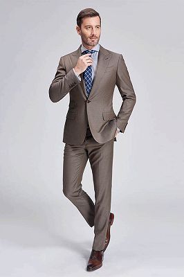 High-Class Coffee Mens Suits for Business | Peak Lapel One Button Mens Suits_3