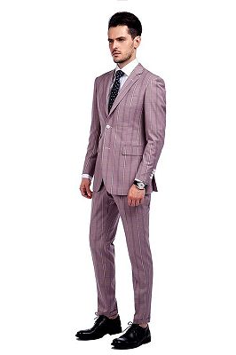 New Coming Plaid Pink Mens Suits with Flap Pocket