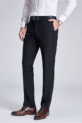 Classic Light Stripes Wedding Pants for Groom | Trey Formal Black Suit Pants_2