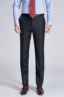 Darius Classic Dark Grey Mens Suit Pants with Stripes_1