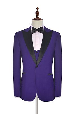 Black Silk Peak Lapel Three Piece Wedding Tuxedos | Mens Suits with ...