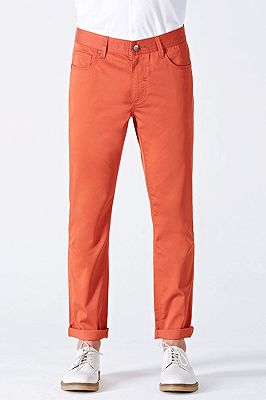 Dynamic Orange Cotton Fahionable Casual Pants for Men