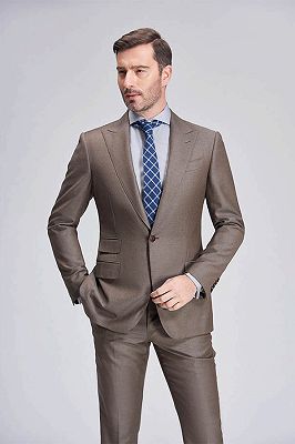 High-Class Coffee Mens Suits for Business | Peak Lapel One Button Mens Suits_8