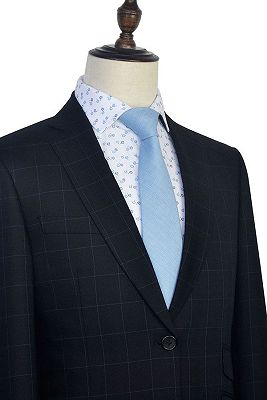 Black Check Pattern Classic Suits for Men | Notch Lapel Three Slant Pockets Business Suits_3