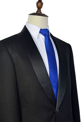 Unique Small Check Pattern Jacquard Wedding Suits for Groom | Black Mens Prom Suits_4