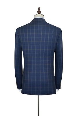 Check Pattern Blue Suits for Men | Notch Lapel Flap Pocket Plaid Mens Suits for Business_5