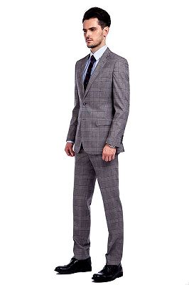 Popular Check Slim Suits Grey Mens Suits for Business_2