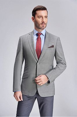 Classic Grey Slim Fit Business Suit Blazers for Men