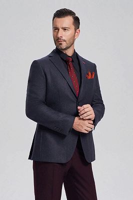 Formal Dark Navy Classic Mens Business Suit Blazer Jacket