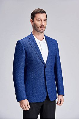 Casual Chic Dots Patch Pocket Fashionable Blue Blazer Jacket for Men