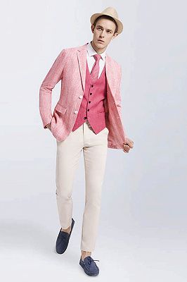Fashionable Pink Casual Linen Blazer Jacket for Prom_3