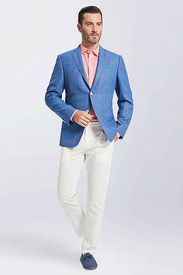 Stylish Patch Pocket Blue Blazer Jacket | Pink Plaid Blazer for Men_3