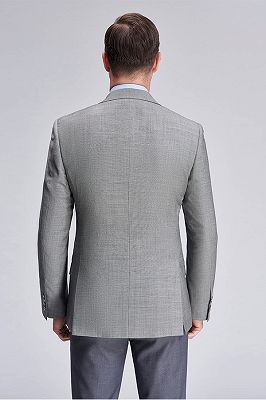 Classic Grey Slim Fit Business Suit Blazers for Men_3