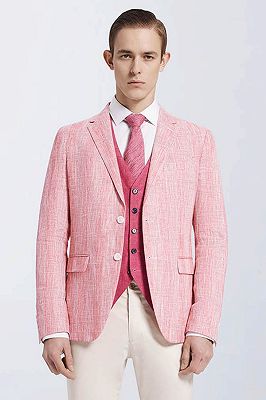 Fashionable Pink Casual Linen Blazer Jacket for Prom_1