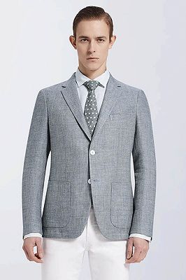 Grey Blended Patch Pocket Casual New Blazer Jacket for Men_1